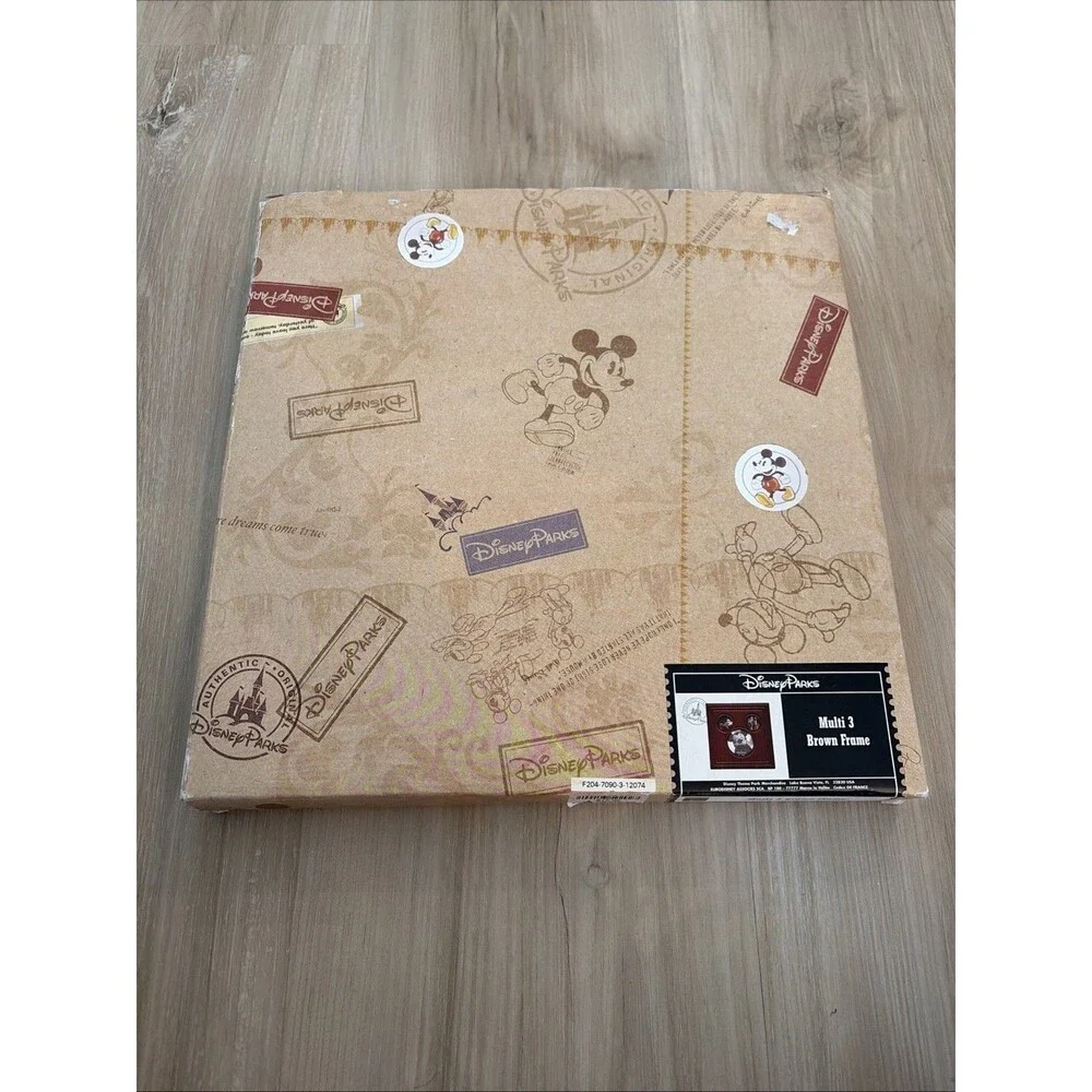 NIB WALT DISNEY PARKS MULTI 3 BROWN FRAME PICTURE FRAME Mickey Ears